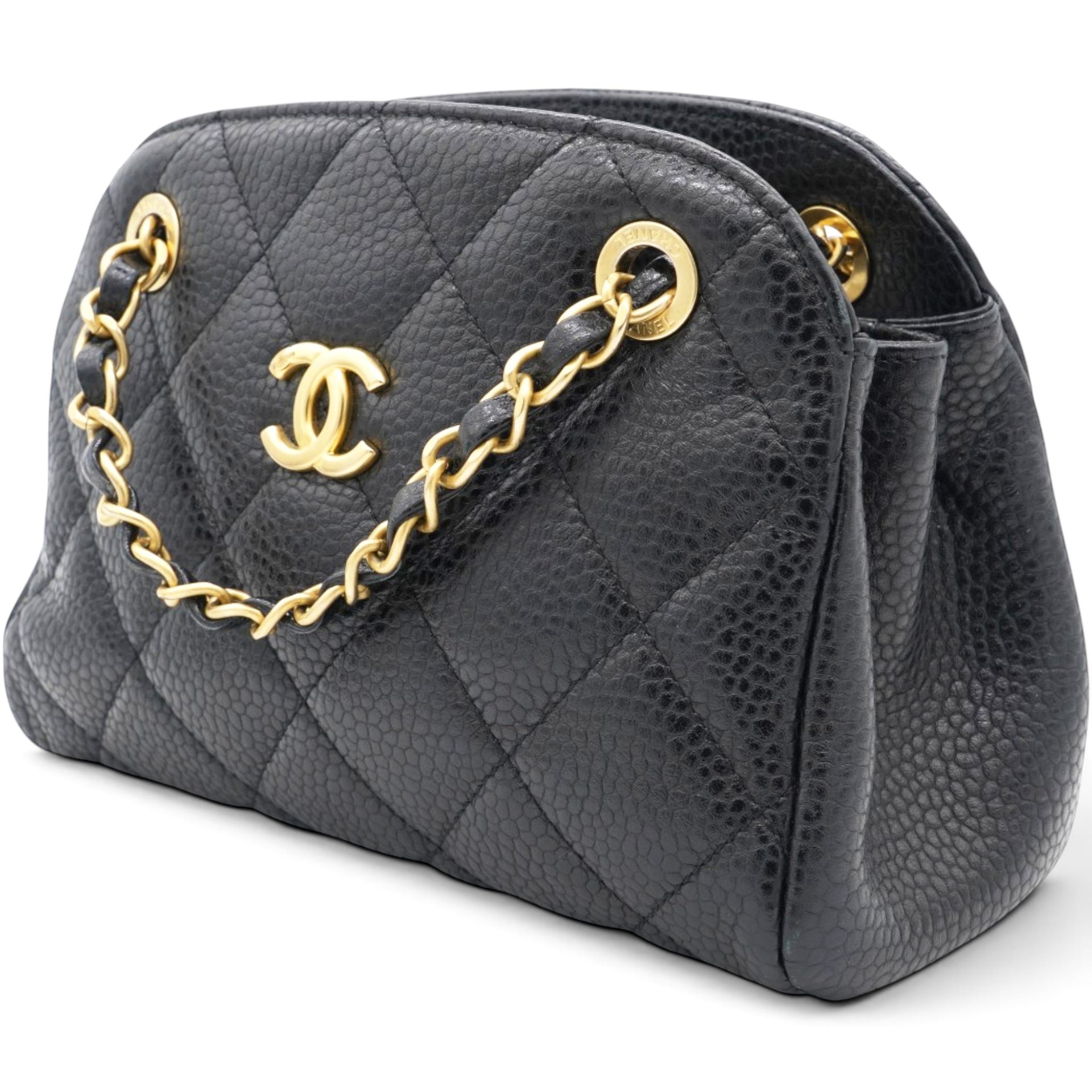 Chanel Caviar Mini Boston Bag Black 