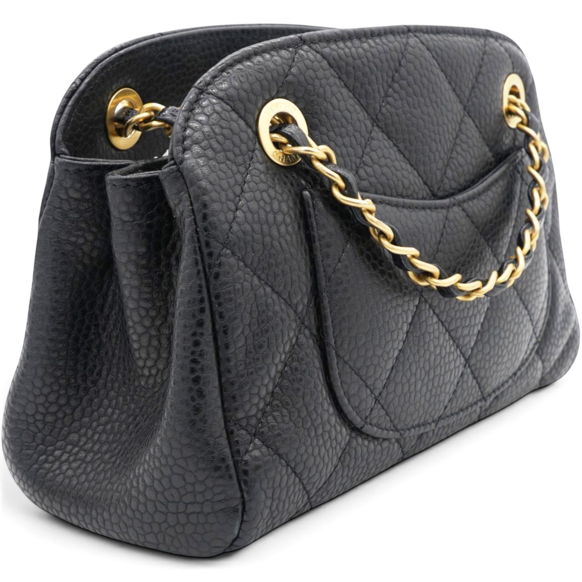 Chanel Caviar Mini Boston Bag Black 