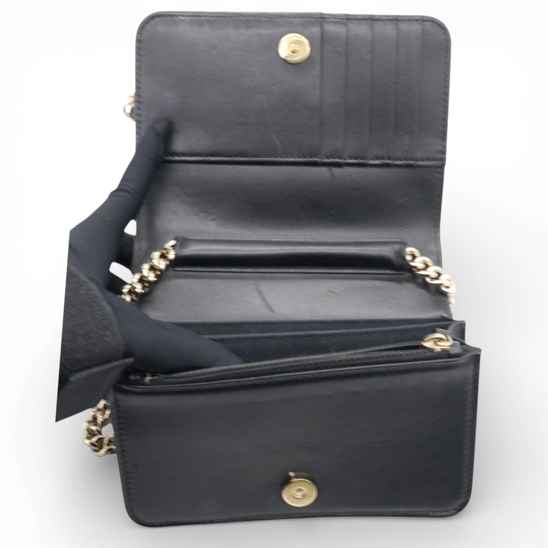 Chanel Caviar Quilted Boy Wallet On Chain WOC Black