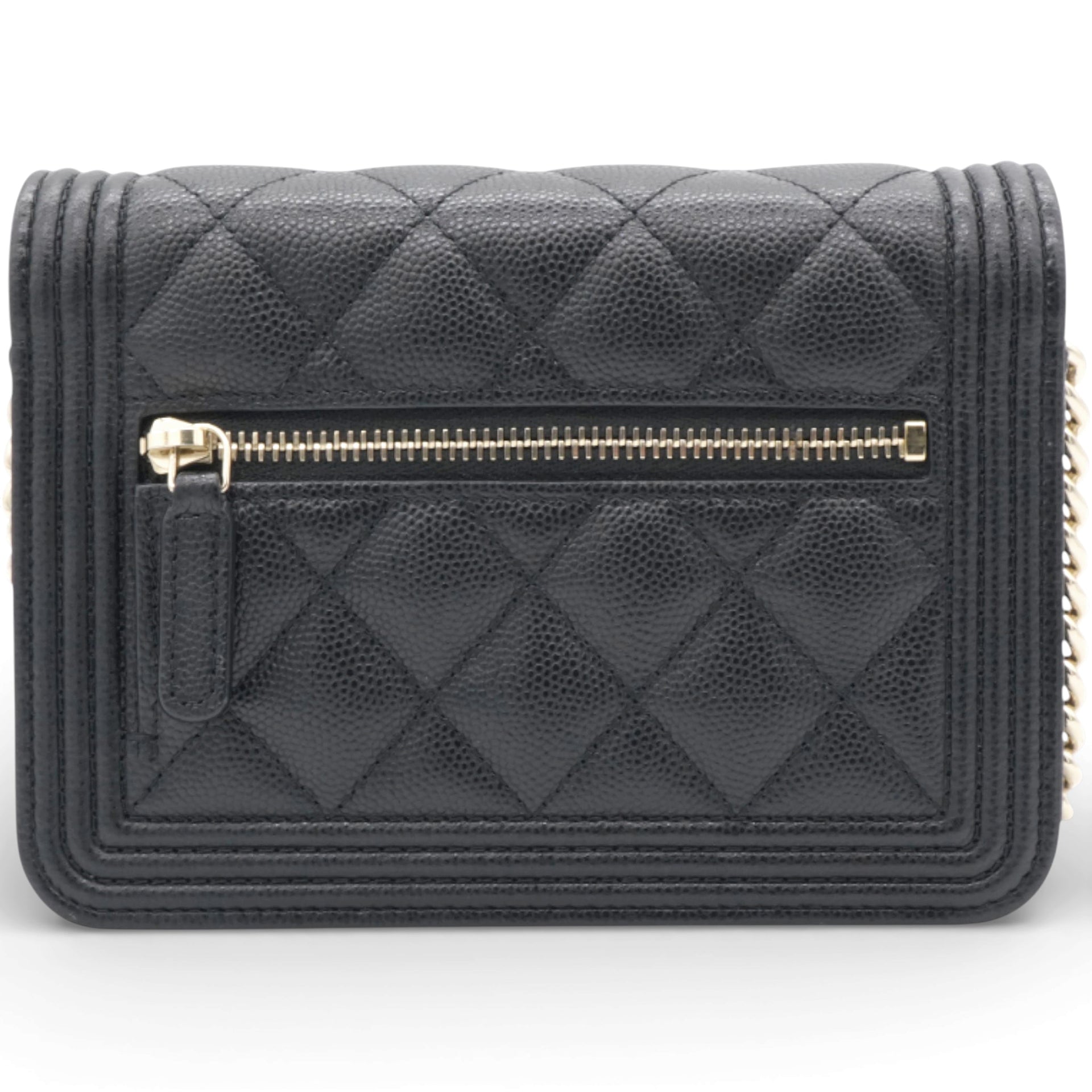 Chanel Caviar Quilted Boy Wallet On Chain WOC Black