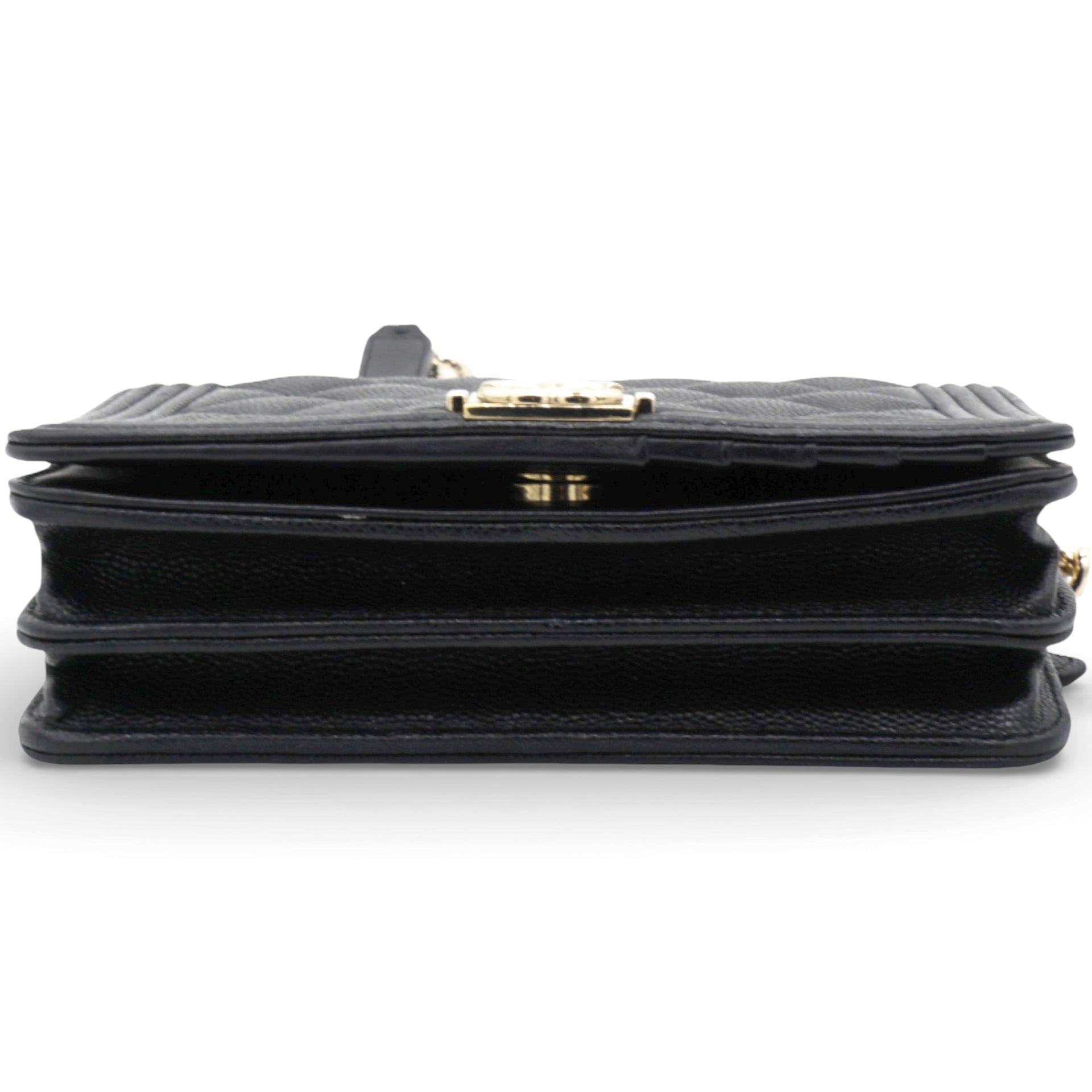 Chanel Caviar Quilted Boy Wallet On Chain WOC Black