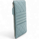 Chanel Caviar Quilted Classic Flat Wallet Pouch Light Blue 