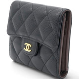 Chanel Caviar Quilted Compact Flap Wallet Black 