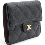 Chanel Caviar Quilted Compact Flap Wallet Black 