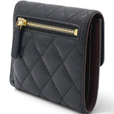 Chanel Caviar Quilted Compact Flap Wallet Black 