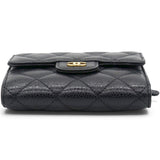 Chanel Caviar Quilted Compact Flap Wallet Black 