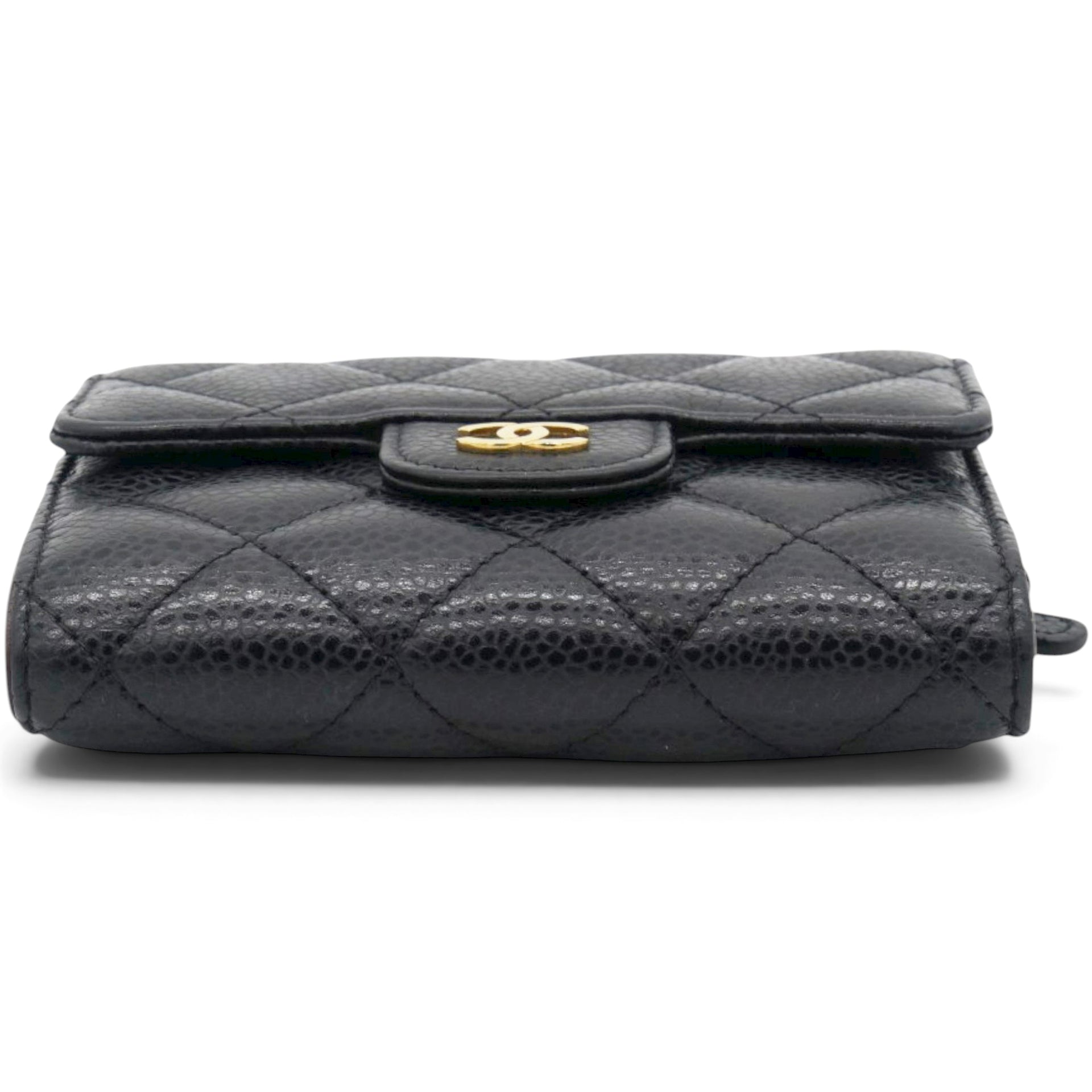 Chanel Caviar Quilted Compact Flap Wallet Black 