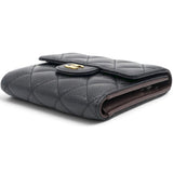 Chanel Caviar Quilted Compact Flap Wallet Black 