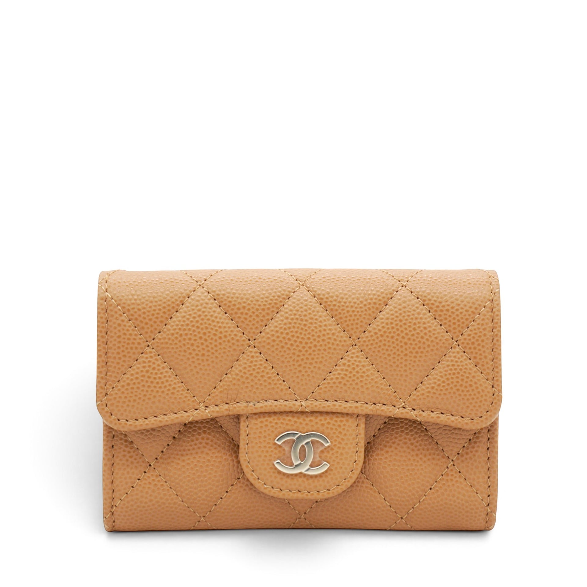 Chanel Caviar Quilted Flap Card Holder Wallet Brown 