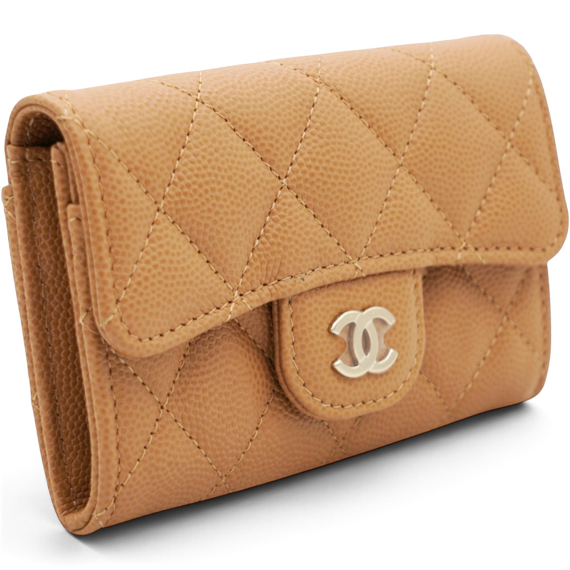 Chanel Caviar Quilted Flap Card Holder Wallet Brown 