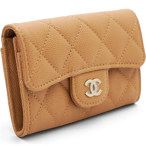 Chanel Caviar Quilted Flap Card Holder Wallet Brown 