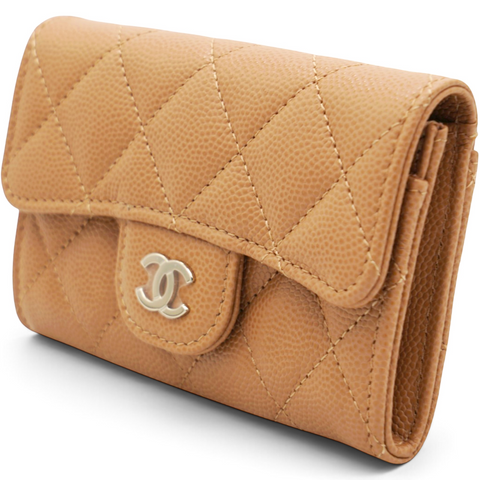 Chanel Caviar Quilted Flap Card Holder Wallet Brown 
