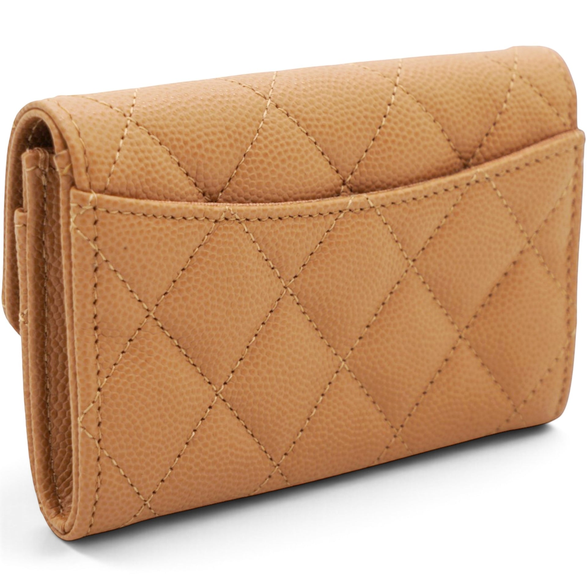 Chanel Caviar Quilted Flap Card Holder Wallet Brown 