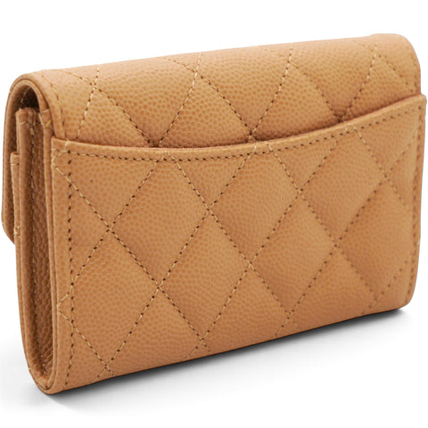 Chanel Caviar Quilted Flap Card Holder Wallet Brown 