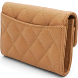 Chanel Caviar Quilted Flap Card Holder Wallet Brown 