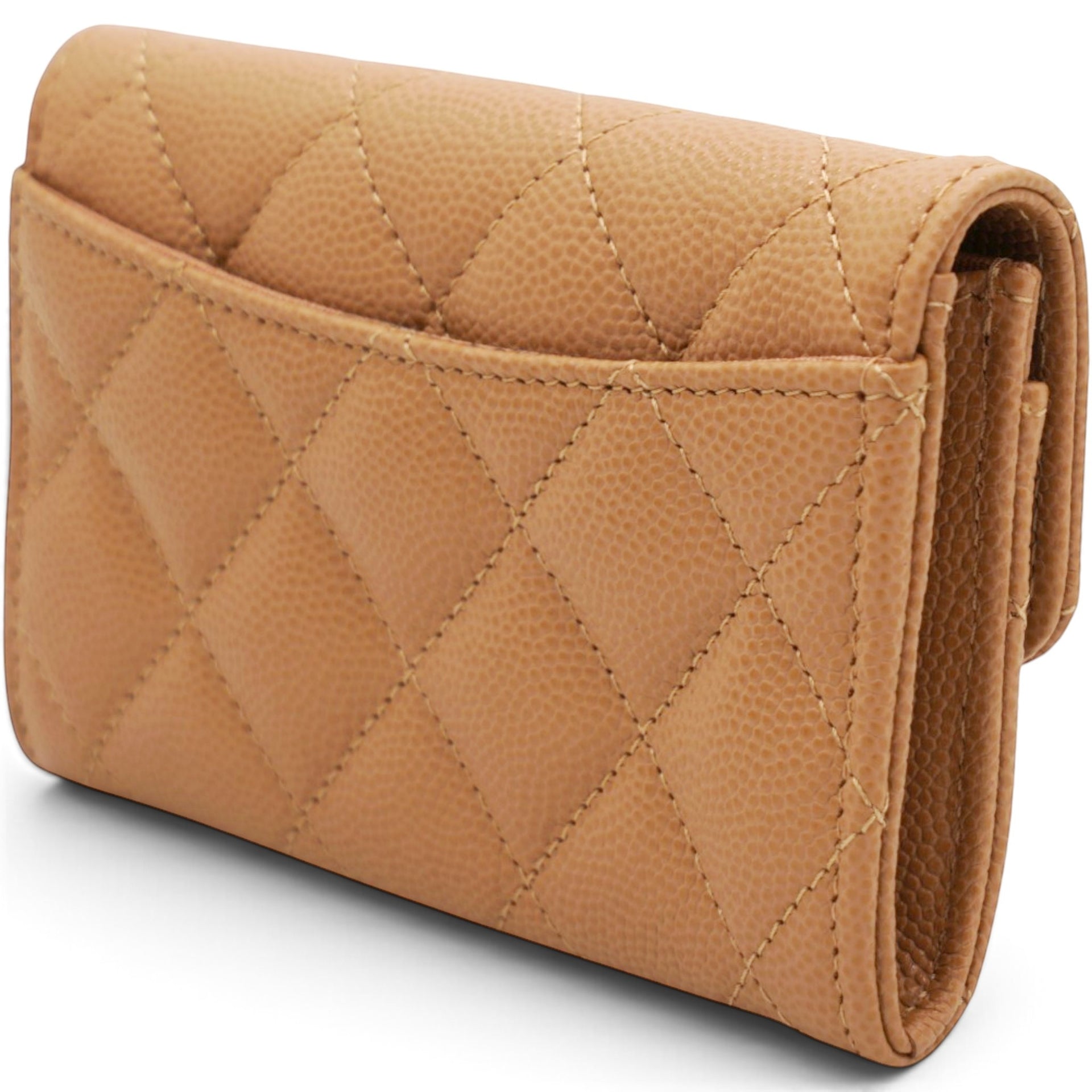 Chanel Caviar Quilted Flap Card Holder Wallet Brown 