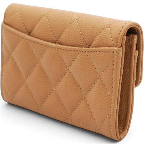 Chanel Caviar Quilted Flap Card Holder Wallet Brown 