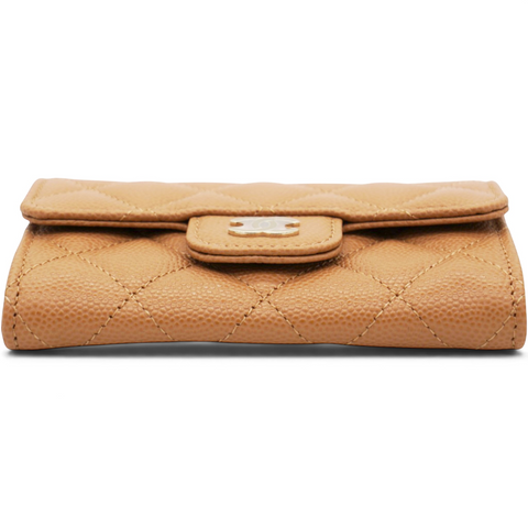 Chanel Caviar Quilted Flap Card Holder Wallet Brown 