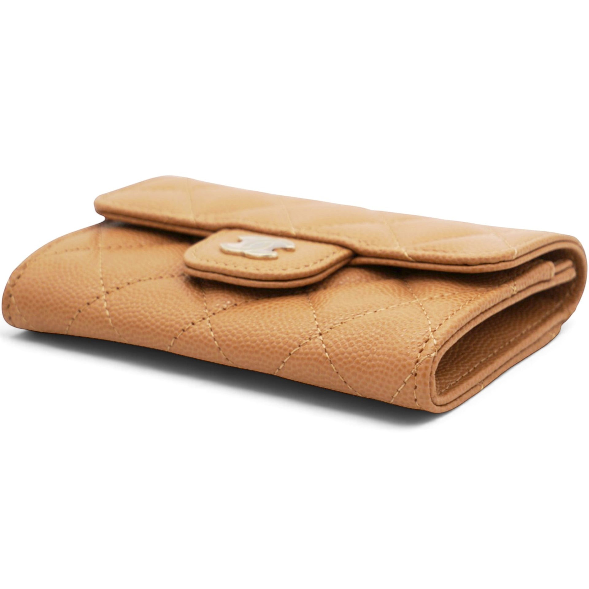 Chanel Caviar Quilted Flap Card Holder Wallet Brown 
