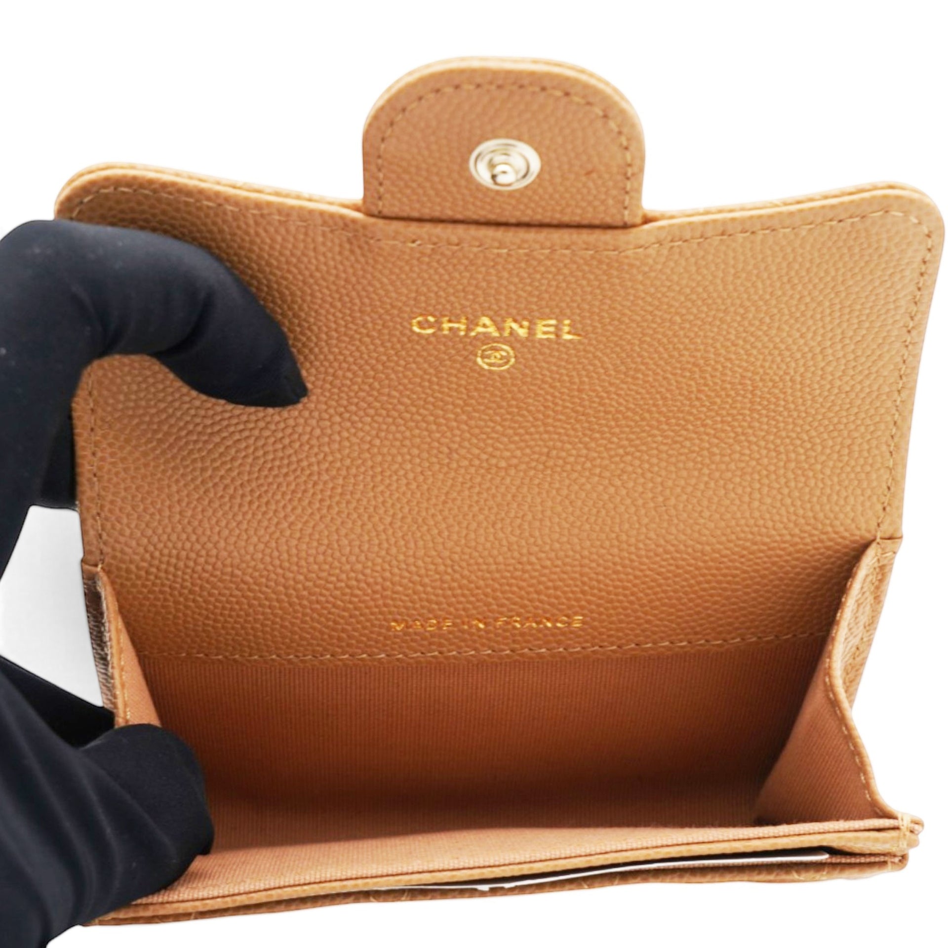 Chanel Caviar Quilted Flap Card Holder Wallet Brown 
