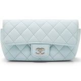 Chanel Caviar Quilted Glasses Case With Chain Light Blue 