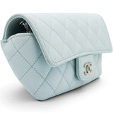 Chanel Caviar Quilted Glasses Case With Chain Light Blue 