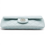 Chanel Caviar Quilted Glasses Case With Chain Light Blue 