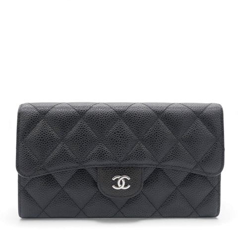 Chanel Caviar Quilted Long Wallet Black