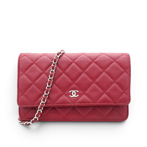 Chanel Caviar Quilted Wallet On Chain WOC Red