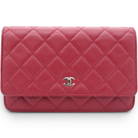 Chanel Caviar Quilted Wallet On Chain WOC Red 