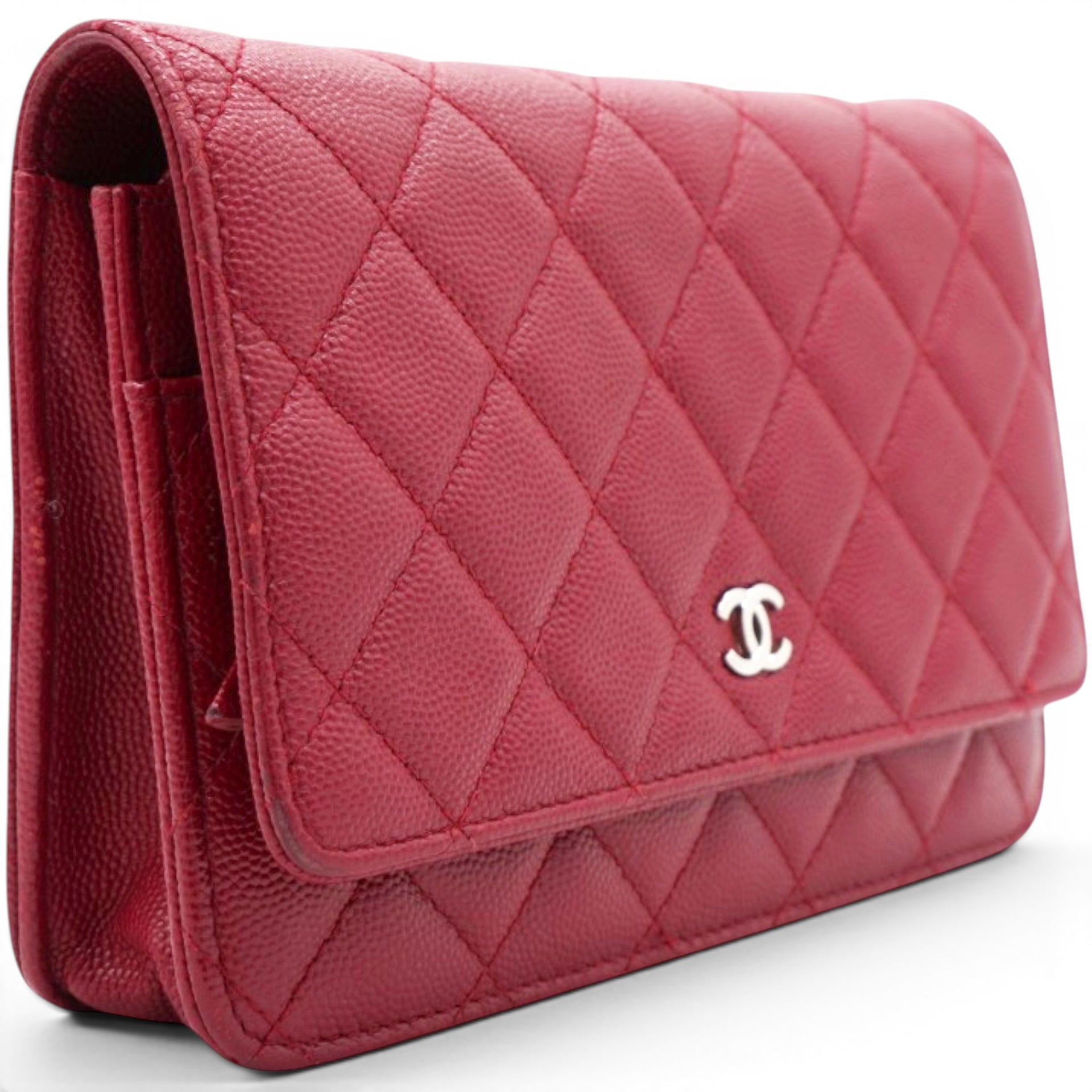 Chanel Caviar Quilted Wallet On Chain WOC Red 