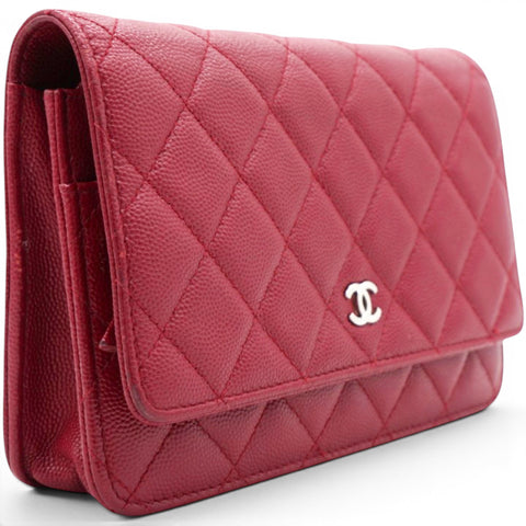 Chanel Caviar Quilted Wallet On Chain WOC Red 