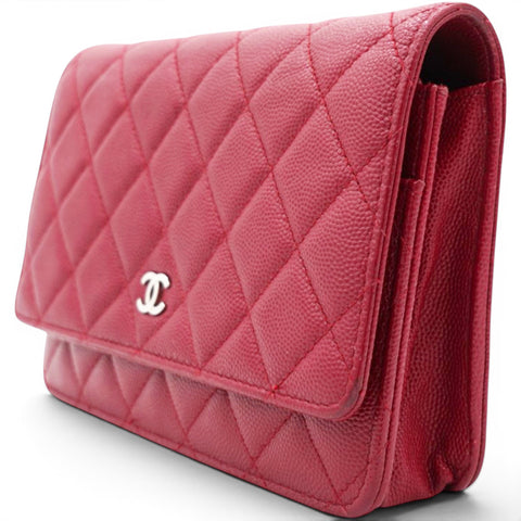 Chanel Caviar Quilted Wallet On Chain WOC Red 