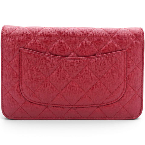 Chanel Caviar Quilted Wallet On Chain WOC Red 