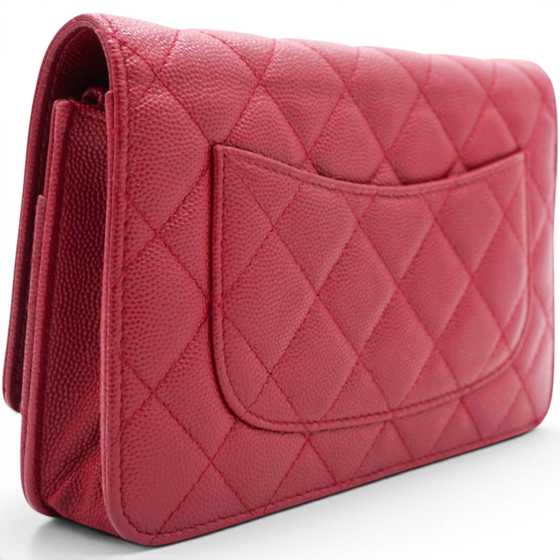Chanel Caviar Quilted Wallet On Chain WOC Red 