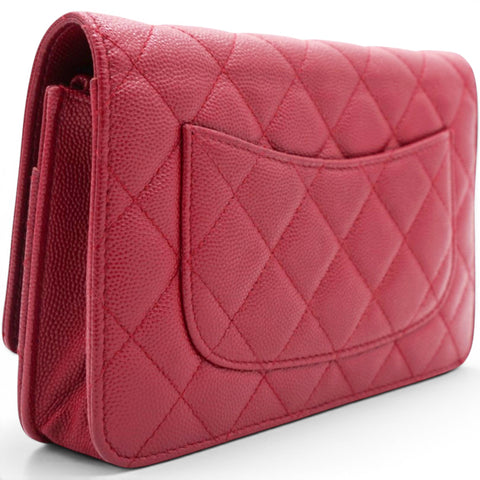 Chanel Caviar Quilted Wallet On Chain WOC Red 