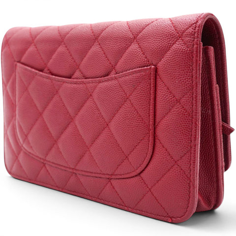 Chanel Caviar Quilted Wallet On Chain WOC Red 