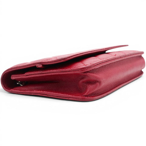 Chanel Caviar Quilted Wallet On Chain WOC Red 