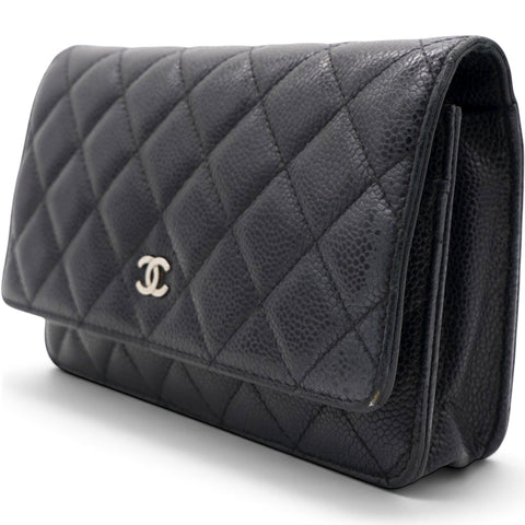 Chanel Caviar Quilted Wallet on Chain WOC Black 