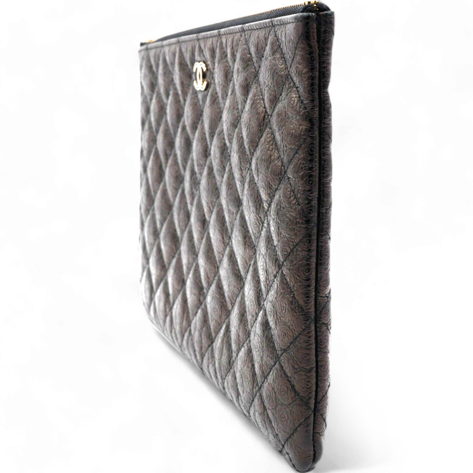 Chanel Classic Calfskin Rose-Embossed Clutch 