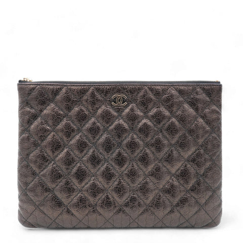 Chanel Classic Calfskin Rose-Embossed Clutch 