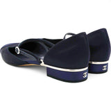 Chanel Cloth Ballet Flats Blue Size38 