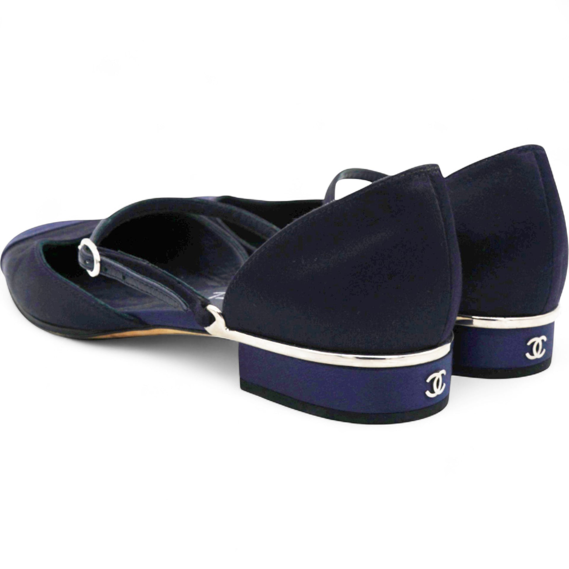 Chanel Cloth Ballet Flats Blue Size38 