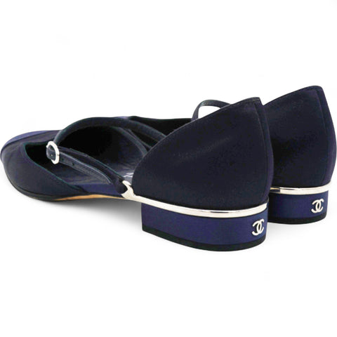 Chanel Cloth Ballet Flats Blue Size38 