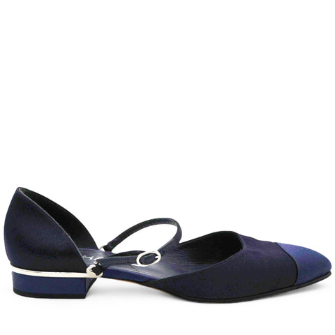 Chanel Cloth Ballet Flats Blue Size38 