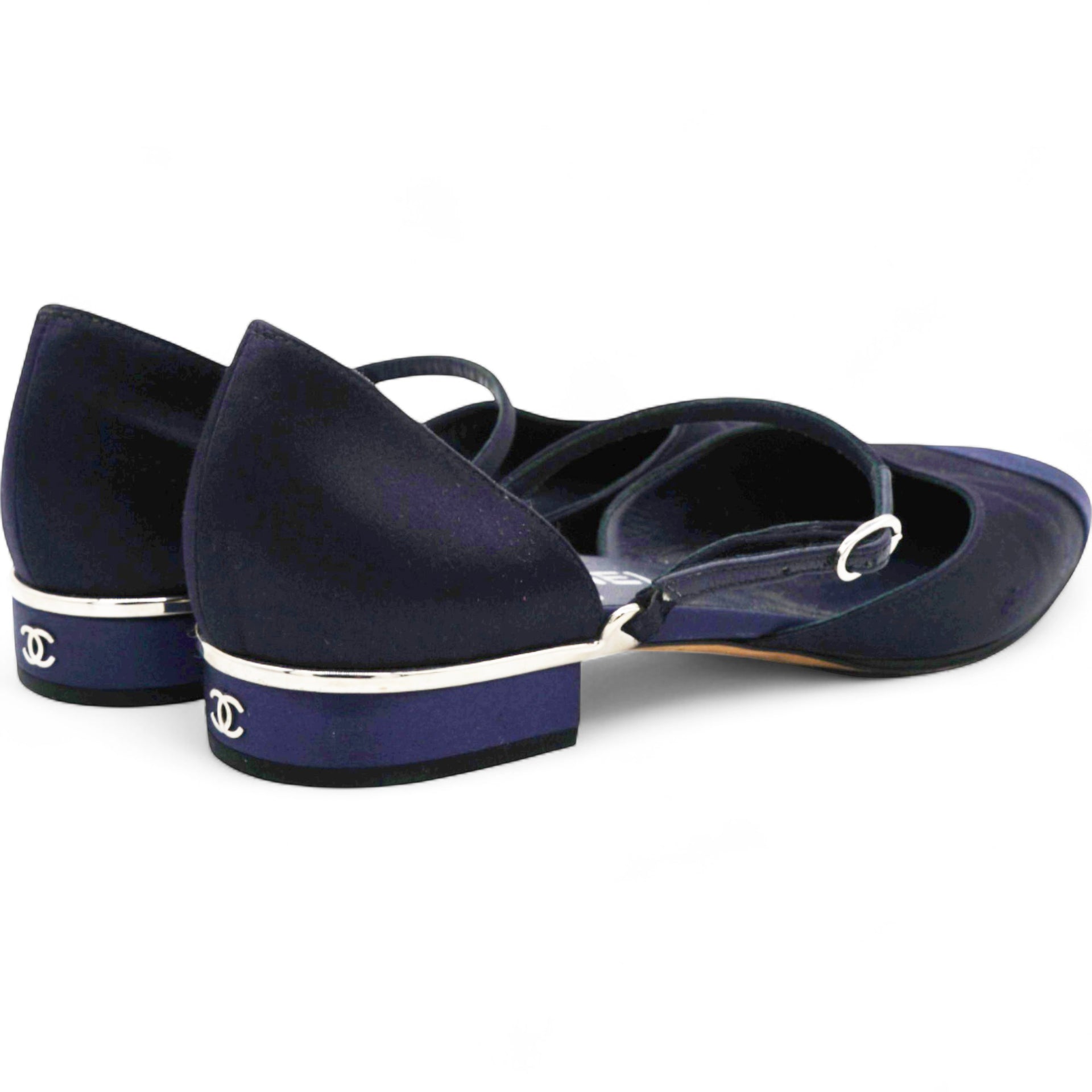 Chanel Cloth Ballet Flats Blue Size38 