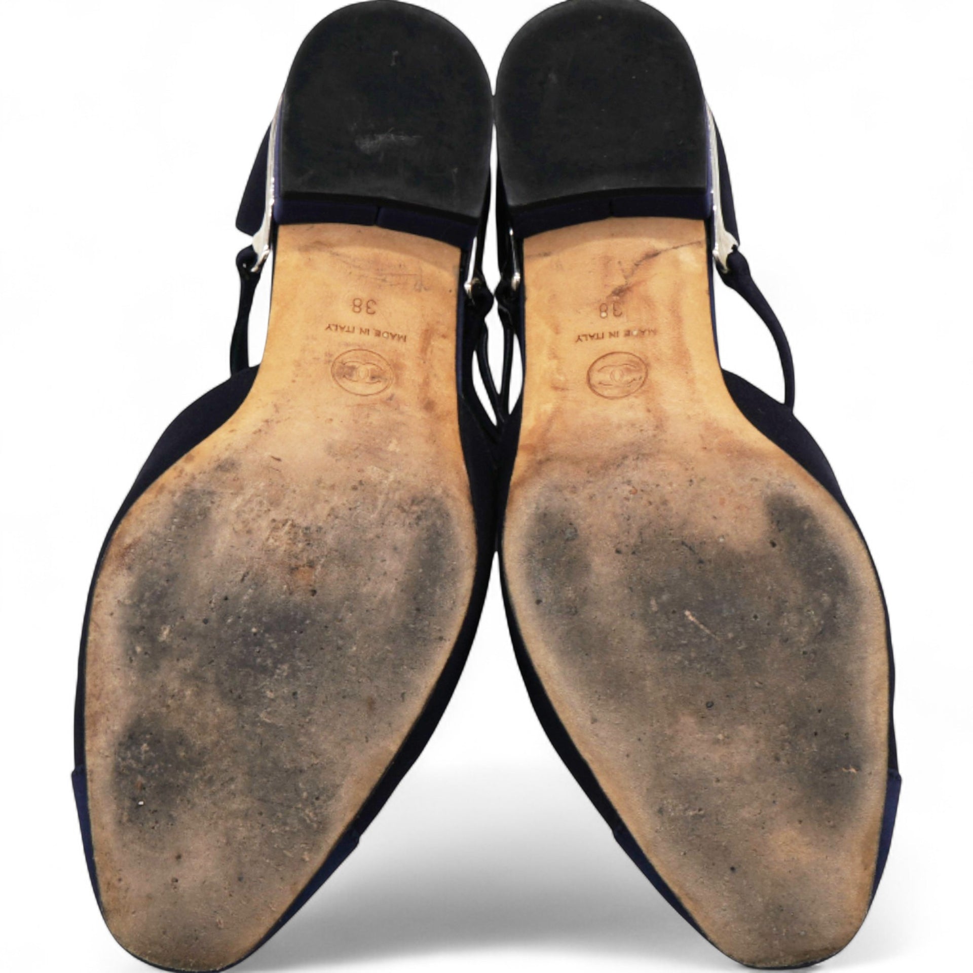 Chanel Cloth Ballet Flats Blue Size38 