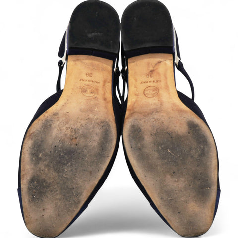 Chanel Cloth Ballet Flats Blue Size38 