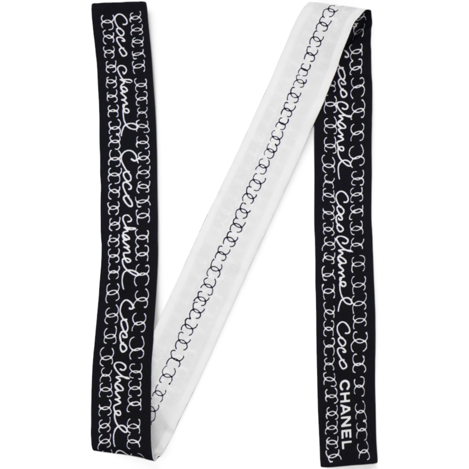 Chanel Coco Mark Silk Foulard Black/White