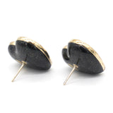 Chanel Crystal Metal CC Heart Earrings Gold 